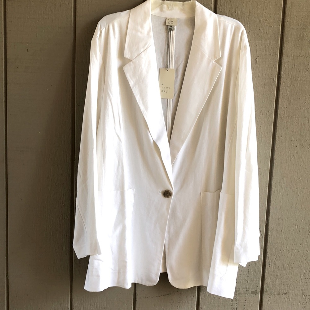 a new day Women's White Single-Button Blazer